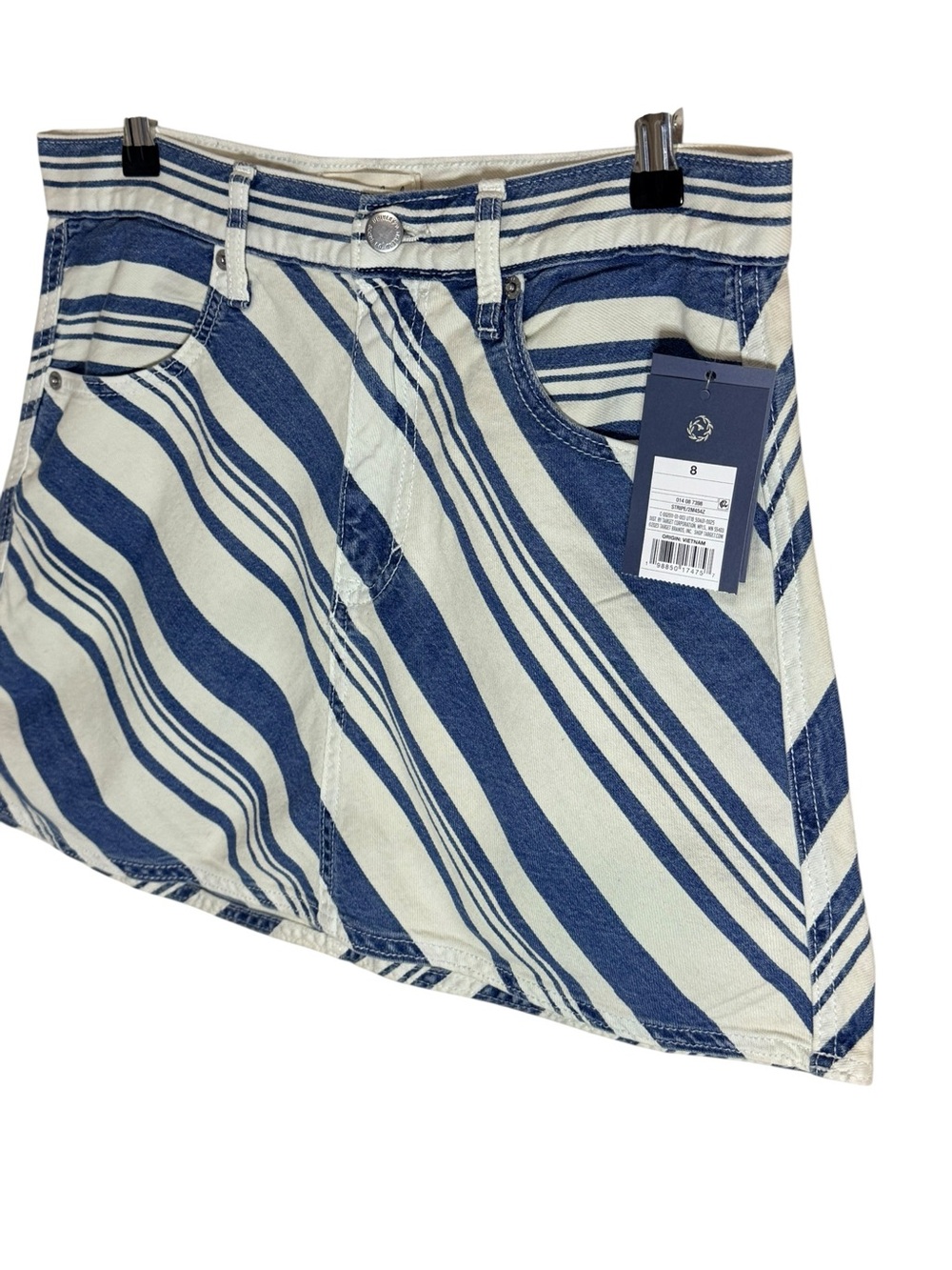 NWT Universal Thread Striped Denim Mini Skirt Size 8 - Picture 3 of 10